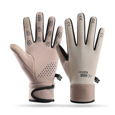 保暖手套 防水騎車手套 機車觸屏手套 防寒手套 防潑水騎士手套 防水防滑 騎行手套 觸控手套 可調節 保暖防寒 手套, 防水觸屏粘扣米色女