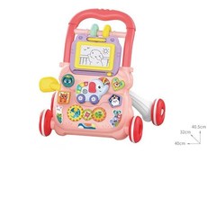 음악 드로잉 보드가있는 보행기 학습 서 운동 및 걷기 연습 유모차 만화 장난감, Pink elephant
