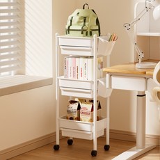 웜모먼트 이동식 멀티 수납 트롤리 다용도 정리함, 3단, 화이트