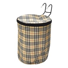 DIBOTE迪伯特 自行車置物袋 腳踏車掛勾式置物籃 自行車籃購物籃 車籃 單車玩家, 米色格紋, 1個