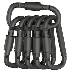 홈프로 다목적 캠핑비너 D형 락 카라비너 8CM, 블랙, 10개