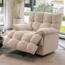 꿀잠의자 일인쇼파 패브릭 스툴 1인용 인테리어소파 원룸 카페, 수동 - 플래그십 모델, A_대형-화이트-코듀로이