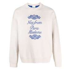 드롤드무슈 슬로건 프린트 인타르시아 니트 스웨터