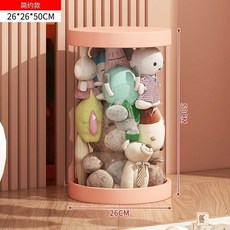 娃娃收納桶 圓柱形玩具收納箱 透明防塵 PET材質 26cm直徑50cm高, 直徑26cm*40cm高特價款,白色款加厚升級上下蓋2個1組PET桶身
