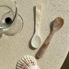 Ringo 雜貨店 天然貝殼紋理湯匙抹刀 餐具配件, 1個