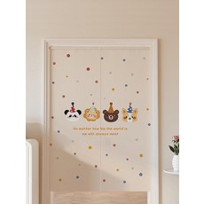 [바람은 통하게] 간이탈의실 통풍 커튼 캐릭터 디자인 반가리개, 1. 화사한 컬러 두꺼운 린넨, 봉집게자석 1쌍 포함 (65x80cm)