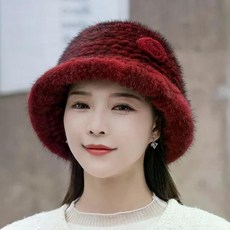 여자밍크모자 버킷햇 겨울방한모자 귀여운 보온 여성 모피털모자