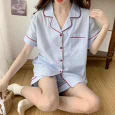 하니모아 여성용 스트라이프 줄무늬 파자마 잠옷 세트