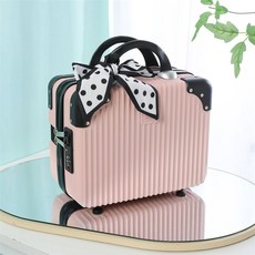 초경량 소형캐리어 트렁크 1박2일 가벼운 승무원 여행용가방, 매트 파우더 [리본 업그레이드 버전], 14인치 [표준타입+잠금없음]