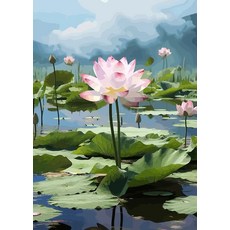 중국 스타일 연꽃 연잎 포스터 캔버스 그림 프린트 벽 예술 거실 홈 데코용, F. 55x80cm