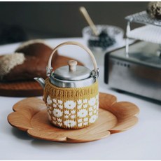 스텐 티팟 70245 케틀 아이자와공방, 1개, 400ml, 옐로우 플라워 주전자 커버