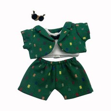 Wovglap Labub 인형 옷 La Bubu 키체인 인형용 귀여운 의상 카와이 드레스 업 의류 17cm 라부부스 생일 선물(인형 없음)(블루) 216952 82365330, 다크 그린