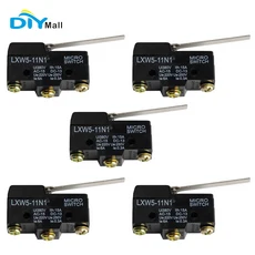 5PCS LXW5 11N1 마이크로 리미트 스위치 1NO + 롱 힌지 레버 암 SPDT 스냅 액션 트래블, 01 5 pcs