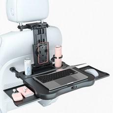 스틸리 차량용 뒷좌석 테이블 다용도 식탁 자동차 책상 헤드레스트 접이식 트레이, 블랙, 1개