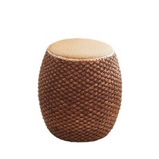 등나무 라탄 체어 내추럴 내츄럴 수납 소파 내츄럴, 드럼스툴-짙은색 직경40cm 높이48cm