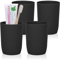 컵이 있는 아스트라룸 칫솔 홀더 깨지지 않는 욕실 텀블러 4개 350ml 식기세척기 안전 플라스틱 및 메이크업 브러시 정리함 카운터용 재사용 가능한 음용 안경 그레이, Black