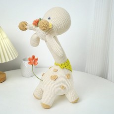 핸드메이드 기린인형 만들기 DIY 니트인형 원사 장난감 애착인형 수제 선물, B. 베이지 도구+동영상 제공, 1개