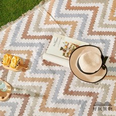 【好物良品】130x180cm 棉麻編織防水防髒野餐露營地墊 (5款可選) 草地露營郊遊萬用毯地墊, 加州海岸