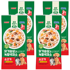 이나바 강아지 닭가슴살과 녹황색채소 파우치 QDR-142, 혼합맛(닭가슴살/채소/소고기), 180g, 4개