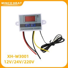 Minco Heat XH-W3001 마이크로 디지털 제어 온도 조절기 DC12V 컨트롤러(센서 프로브 포함), 02 DC 12V