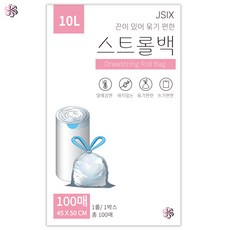 스트롤백 끈 달린 분리수거 재활용 쓰레기 반투명 비닐 봉투 봉지, 100개, 10L