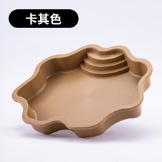 烏龜浴房 爬梯泡澡盆 陸龜洗澡盒 爬蟲寵物飼養水盆 ABS塑料, 1個, 爬梯泡澡盆[卡其色]