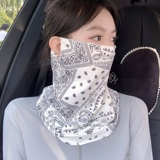 王子路路防曬面罩男款夏季戶外騎行釣魚護頸防紫外線遮陽脖套冰絲, 腰果花白色, 1個