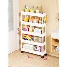 Maudass 12cm 초슬림 욕실 수납 선반 좁은 공간용 미니 정리, 1단, 화이트 18cm 5단