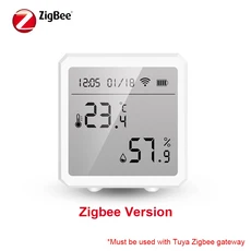 Tuya WiFiZigbee 스마트 온도 습도 센서화면 디스플레이 포함 습도계 온도계 Alexa Google Assistant, [01] Zigbee Version, 1개