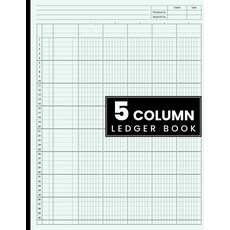 5열 원장서: 회계 장부 원장서 칼럼 패드 저널 노트 중소기업 및 개인 금융을 위한 수입 지출 일지.