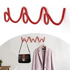 Bumtosc 코트 랙 벽 마운트 크리에이티브 웨이브 벽 후크 20KG 용량 쉬운 설치 코트 모자 가방 우산용 다목적 후크 (레드 29cm x 7.5cm (11.4, Bumtosc 코트 랙 벽 마운트, 크리에이티브 웨이브