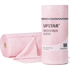 UPSTAR 극세사 청소용 천 재사용 가능한 종이 타월 롤 설거지용 12x12인치 헝겊 50팩 주방 욕실 자동차 핑크, Pink, 50