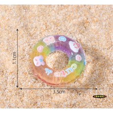 隨草憶境（6款）夜光可愛游泳圈 泳圈 沙灘造景 DIY裝飾配件 生態瓶實心樹脂擺件, 1個, 6號泳圈（綠紅透款，實心，微夜光）