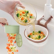 깔끔더하기 업그레이드 원터치 물빠짐 음식물 거름망 거치대, 1개, 그린