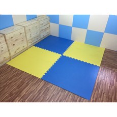 台灣製造 EVA 巧拼 地墊/安全墊/遊戲墊/運動墊/爬行墊, 1個, 藍色配黃色