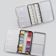 미니 12색 수채화 물감 팔레트 미술 파레트 용품 그림 도구 고체 휴대용 여행 어반스케치 재료 수업 미술용 (Araium), AI_01 골드코스트