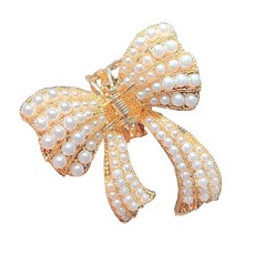 나카노야 NAKANOYA 밴스 클립 금속 합금 메탈 펄 헤어클로 반스 지케핀 헤어클립 진주 뜨기 버터플라이 나비 중간 정도 미디엄 미들 사이즈 M 사이즈 어른스러운 귀여움 페미닌