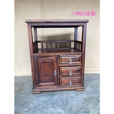 小o結緣館仿古傢俱三抽單門床頭櫃邊几68x42x88, 1個