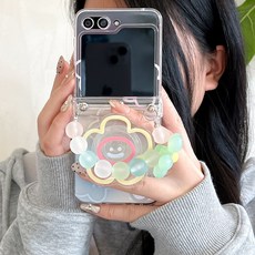 감성 일러스트 하드 힌지보호 투명 스트랩 Z플립 폰케이스 폰꾸