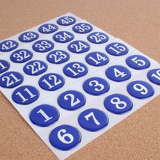 치리파리 원형 에폭시 번호판 숫자스티커, 빨강