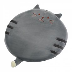 해피유통 귀여운 고양이 디자인 둥근 플러시 쿠션 사계절 사용 가능한 유아 및 성인용 방석, 40*40, 그레이