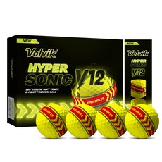 볼빅 골프공 하이퍼 소닉 V12 소프트 트랙 360도 고반발 3피스, 옐로우(레드라인), 12개입, 1개 옐로우(레드라인), 12개입, 1개