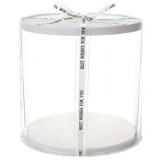 DD 원형 투명케이크상자 플라워포장 디저트케이스 1단 2단 3단 4단 (받침대2개+리본2개포함), 3호 2단 (30 x 30 x 26), 2개