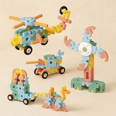 베베코지 유아 사각 와플 블럭 블록 106p 두뇌 회전 교구 장난감, 1개, 파스텔톤