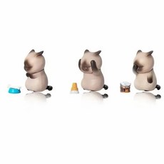 고양이 피겨 자동차 바탕화면 장식 인형 귀여운 고양이 장식, 3개, 브라운