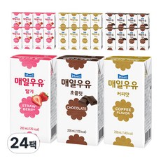 [매일유업] 매일멸균우유 200ml 딸기우유8+초코우유8+커피우유8(총24팩), 1개