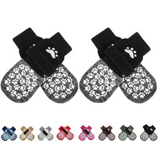 EXPAWLORER 발을 핥는 것을 방지하는 미끄럼 방지 강아지 양말 뜨거운 도로를 위한 강아지 신발 소형 중형 대형견을 위한 강아지 부츠 견목 바닥용 트랙션 컨트롤, 회색과 블랙색