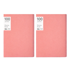 애니모어 기본 A4 클리어 파일 파일철 화일, 2개, 핑크 100매