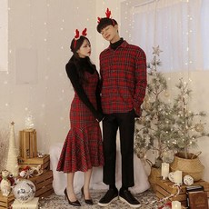 체크원피스 민소매 뷔스티에 연말룩 파티룩 하객룩 롱원피스, 레드플래드