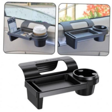 수납트레이 차량용 음료수 컵 거치대 다기능 핸드폰 수납 트레이 걸이형 정리함, 블랙